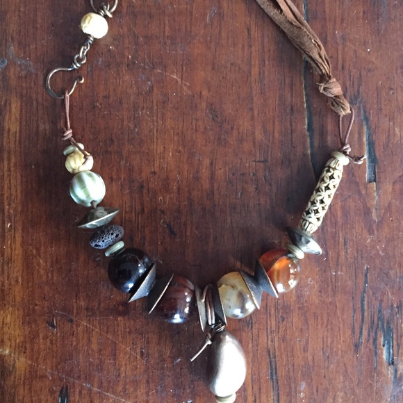 Free People Jewelry - 🌞✨🌛Charlotte copper, agate, carved bone necklace